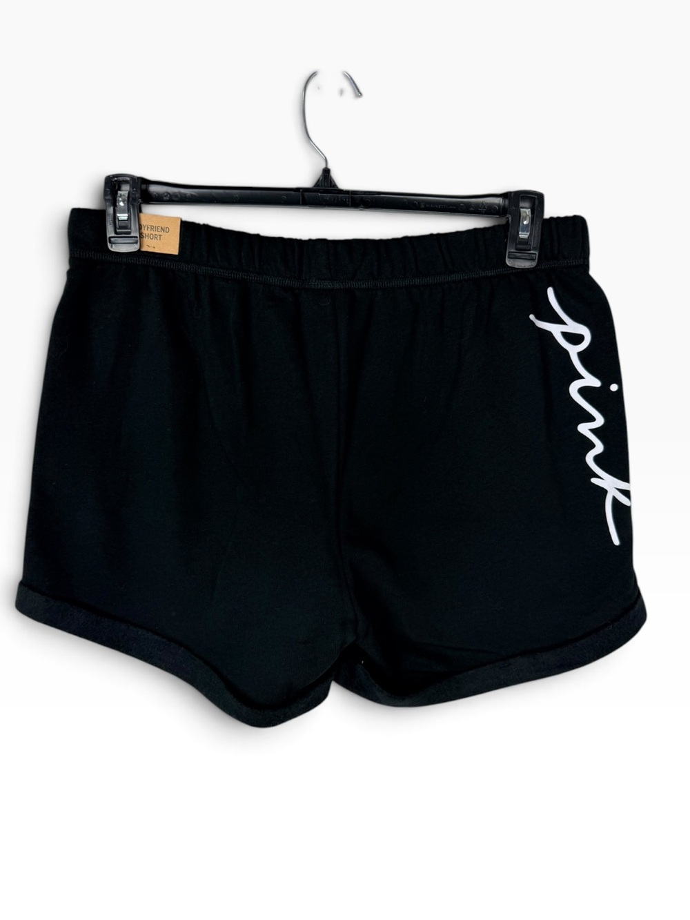 Victoria’s Secret PINK Boyfriend Shorts Black Logo Lounge Sweat Shorts Pockets